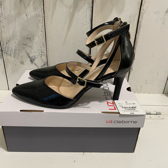Liz Claiborne LC Harvey Black Heels size 7 1/2 medium - Picture 3 of 5
